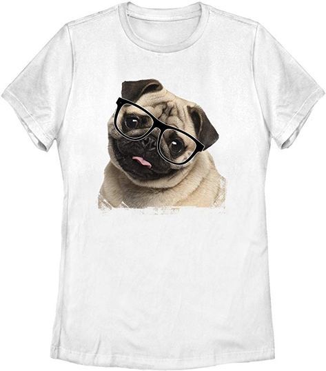 Lost Gods Women's Pug Nerd White T-Shirt: Amazon.co.uk: Clothing Cute White Shirts, Nerdy Glasses, Pug Shirt, Funny Mom Shirts, White T Shirt, Shirt White, White T, Pug, Womens Tees