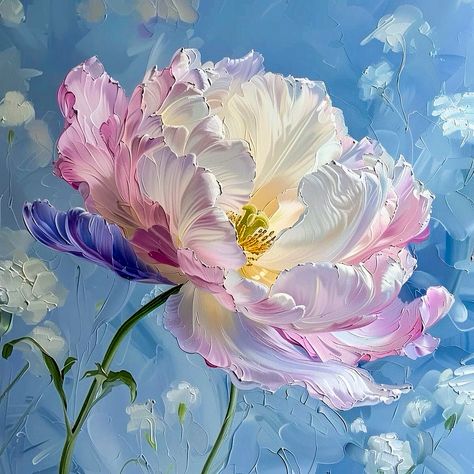 Flower Petal Painting, Painting With Pink Background, Peony Painting, Impasto Painting, Painting Flowers, Flower Art Painting, Delicate Design, Dreamy Art, Art Oil