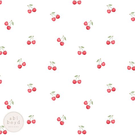 Print Repeat Pattern, Cute Simple Digital Art, Watercolor Patterns To Paint, Dainty Patterns, Cherry Background, Cherry Fabric, Cute Pink Background, Repeat Design, Cherry Pattern