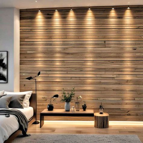 40 Wood Slat Accent Wall Ideas to Enhance Your Decor Accent Wall Bedroom Wood, Horizontal Wood Slat Wall, Horizontal Slat Wall, Reclaimed Wood Wall Bedroom, Wall Wood Paneling Ideas, Wood Wall Bedroom, Wood Slat Accent Wall, Slat Accent Wall, Wood Wall Design