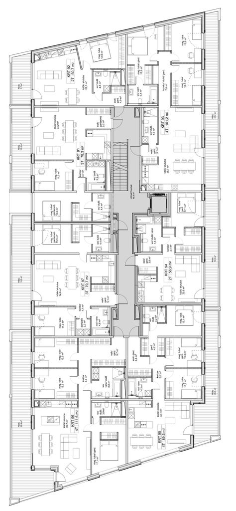 Apartment Units Floor Plan, Condominium Floor Plan Layout, 6 Apartment Building Plans, Condominium Floor Plan, Residential Building Plan, Social Housing Architecture, Small Apartment Plans, Apartment Plan, Rendered Floor Plan