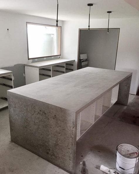 Concrete Benchtop Kitchen, Concrete Benchtop, Concrete Bench Top, Concrete Bench, Modern Luxury Bedroom, Concrete Design, Kitchen Units, Kitchen Tops, Concrete Countertops