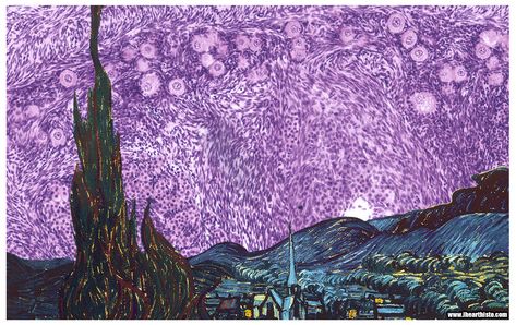 A histology blog (with a twist) 🔬 — The Starry Night: Histology Remix When art... Histology Slides, Microscopic Photography, Medical Wallpaper, Biology Art, Medical Laboratory Science, Bio Art, The Starry Night, Laboratory Science, Medical Art