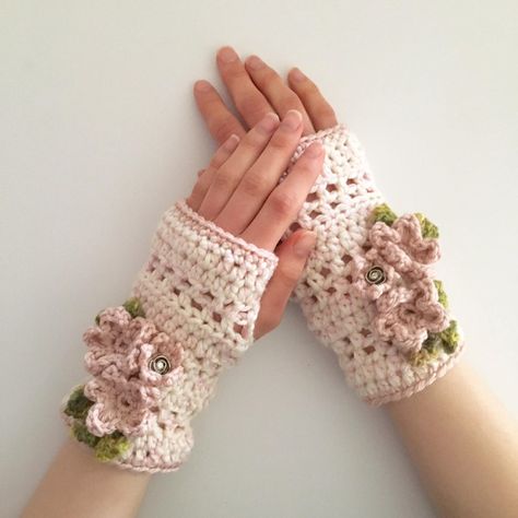 Floral Blossom Arm Warmers, Mother's Day Gift, hand warmers, Pink,... ($34) ❤ liked on Polyvore featuring accessories, white arm warmers, pink arm warmers, green arm warmers and merino arm warmers Green Arm Warmers, Pink Arm Warmers, White Arm Warmers, Crochet Fingerless Gloves Free Pattern, Crochet Mitts, Crochet Hand Warmers, Crochet Wrist Warmers, Fingerless Gloves Crochet Pattern, Crochet Bookmark Pattern