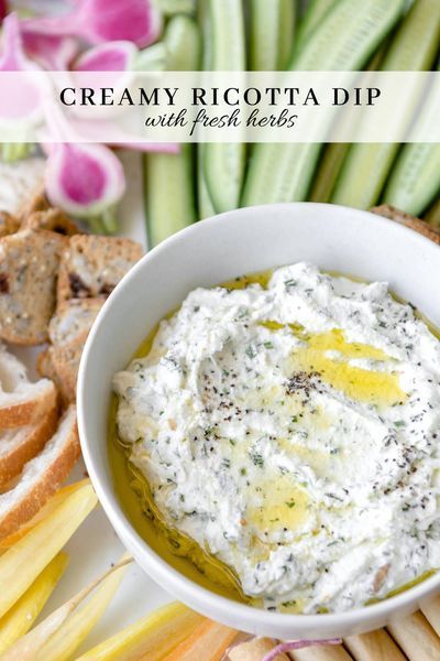 Ricotta Cheese Dip, Ricotta Dip Recipes, Gluten Free Vegetarian Appetizers, Ricotta Spread, Recipe Ricotta, Herbed Ricotta, Ricotta Dip, Oven Roasted Tomatoes, Homemade Lasagna