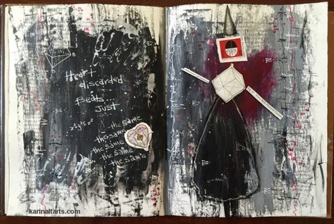 Art Journal J95 Heart Discarded Horror Journal, Dark Artsy, Fancy Notebooks, William Kentridge, Bullet Journal Design Ideas, Goth Art, Sketchbook Pages, Just Now, Urban Sketching