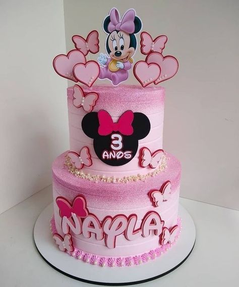 Minnie Mouse Cake Ideas, Happy Birthday Princess Cake, Pastel Minnie Mouse, Minnie Mouse Cake Design, Mini Mouse Birthday Cake, Mickey Birthday Cakes, Minnie Mouse Birthday Cake, Mickey And Minnie Cake, Minnie Mouse Balloons