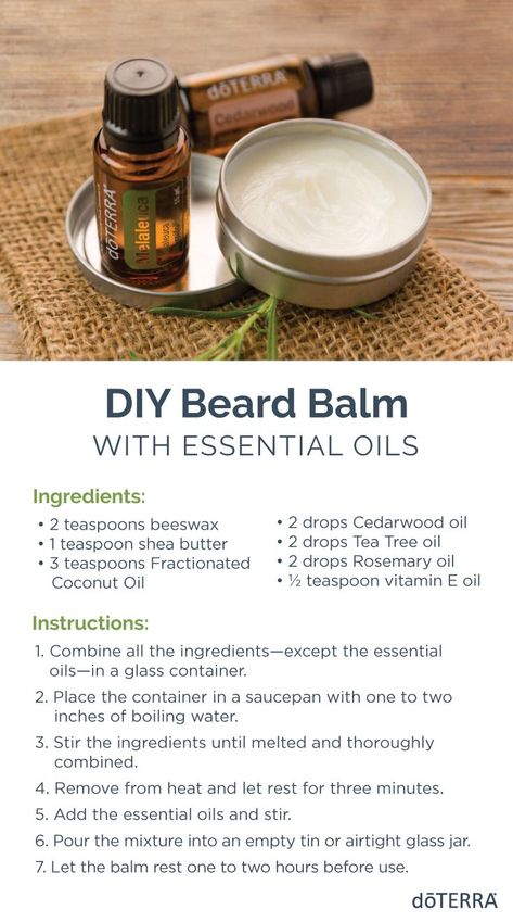 This beard balm is an all-natural, leave-in conditioner that nourishes and moisturizes your beard. It stops dryness, tangles, and frizz while bringing out your beard’s natural luster. Beard Balm Diy Recipes, Mens Cosmetics, Beard Balm Recipe, Beard Oil Blends, Beard Oil Recipe Diy, Diy Beard Balm, Diy Beard Oil, Beard Oil Recipe, Essential Oils Doterra