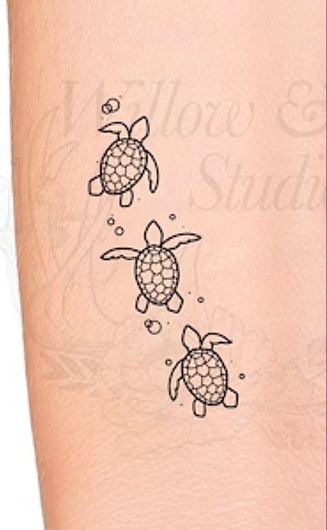 Turtle Tattoo Designs Simple, 3 Small Sea Turtle Tattoo, Small Simple Sea Turtle Tattoo, Small Sea Turtle Tattoo Ankle, Simple Turtle Tattoo, Turtle Henna Tattoo Simple, Sea Turtle Tattoo Design, Thigh Tattoos For Women, 2023 Tattoo