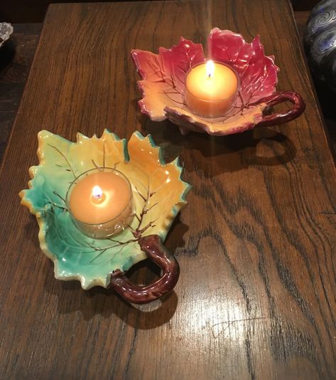 Ceramic Fall Decor, Thanksgiving Ceramics Ideas, Fall Ceramic Ideas, Fall Pottery Ideas, Thanksgiving Pottery, Fall Ceramics, Fall Pottery, Clay Candle Holders, Newspaper Crafts Diy