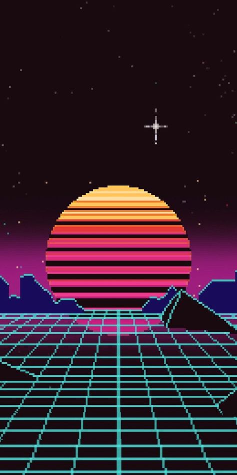 Pixel Gaming Aesthetic, Synth Wave Wallpaper, 4 Bit Pixel Art, Retro Pixel Wallpaper, Synthwave Pixel Art, 80s Pixel Art, Wave Pixel Art, Pixel Vaporwave, Vaporwave Pixel Art