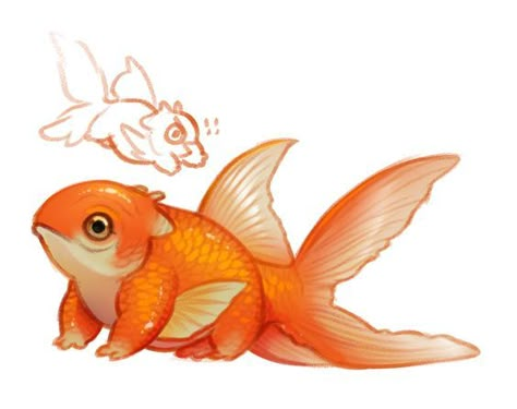 My Mental Health, Fantasy Animals, Fantasy Creatures Art, Mythical Creatures Art, Creatures Art, Creature Concept, Creature Design, Creature Art, Goldfish