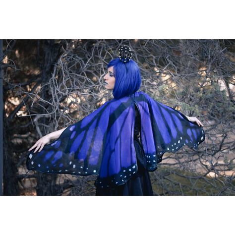 Blue Butterfly Cape Monarch Cloak Dance Wings Costume Short Small... ($65) ❤ liked on Polyvore featuring dark olive and women's clothing Pirate Corset, Wedding Cottagecore, Melanie Martinez Outfits, Blue Butterfly Wings, Cosplay For Women, Mushroom Hair, Wings Costume, White Butterfly, Black Feathers