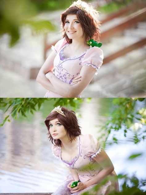 Rapunzel short hair cosplay Cosplay Disney, Rapunzel Cosplay, American Makeup, Halloween Parejas, Epic Cosplay, Usagi Tsukino, Disney Cosplay, Face Characters, Cosplay Tips