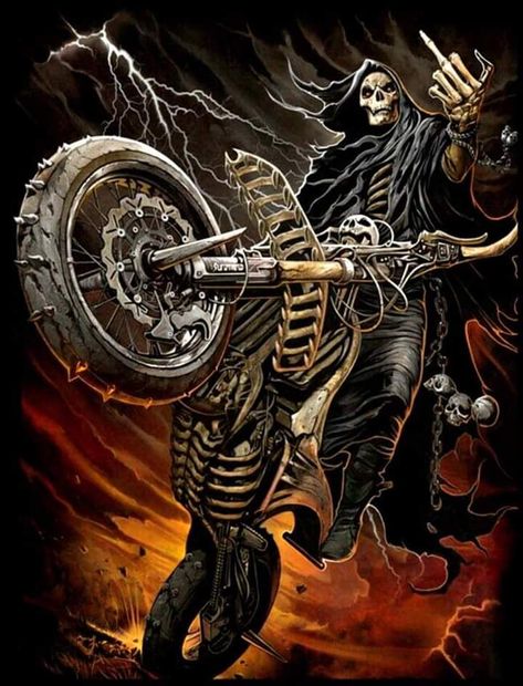 Skeleton Pics, Badass Skulls, Ghost Rider Wallpaper, Harley Davidson Artwork, Cool Skeleton, Grim Reaper Art, Biker Tattoos, Neon Bar Signs, Dark Souls Art