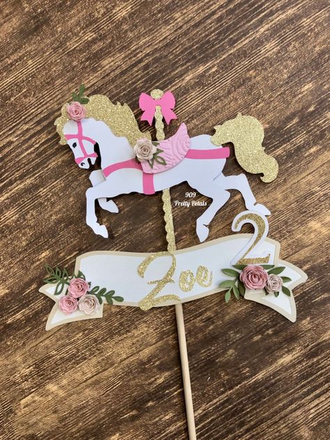 #carousel horse #cake #caketoppers #personalized Carousel Cake Topper, Horse Cake Toppers, 1 St Birthday, Carousel Cake, Carousel Party, Pattern Board, Horse Cake, Berry First Birthday, Instagram Carousel