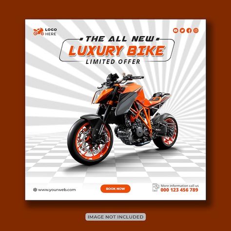 PSD motorcycle creative instagram post a... | Premium Psd #Freepik #psd #car-rental #rent-a-car #car-sale #bike-post Bike Social Media Post, Bike Poster Design, Social Media Banner Design, Bike Poster, Bike Reviews, Creative Background, Social Media Banner, Rent A Car, Creative Posters