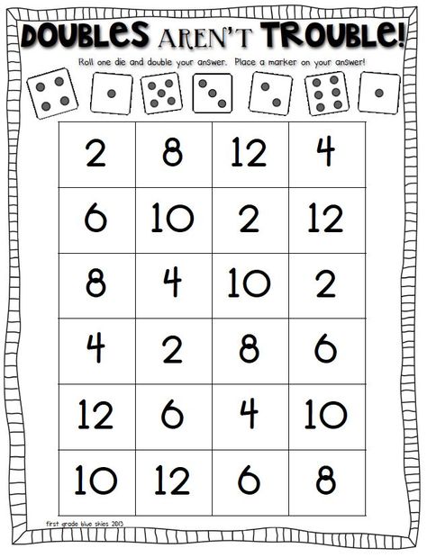 double trouble: math game to practice doubles facts Doubles Math Games, Doubles Games First Grade, Fifth Grade Math Games Free, Doubles And Near Doubles Activities, Doubles Math Games First Grade, Doubles Facts Games, Doubles Math, Doubles Addition, Math Doubles