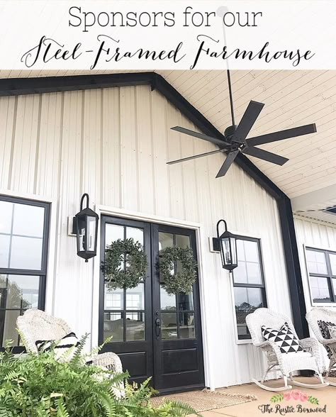 Farmhouse Porches, Farmhouse Build, Metal Building Home, Cottages And Bungalows, Steel Frame Construction, Farmhouse Remodel, Modern Farmhouse Design, Modern Farmhouse Exterior, House With Porch