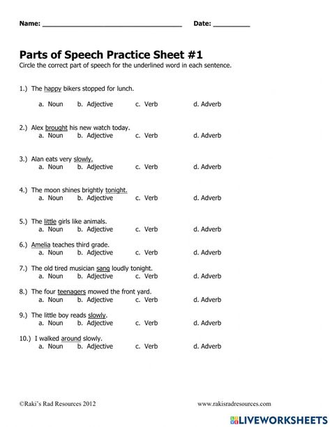 Parts Of Speech Practice, Teaching Third Grade, English As A Second Language (esl), English As A Second Language, Parts Of Speech, Like Animals, School Subjects, Online Workouts, Google Classroom