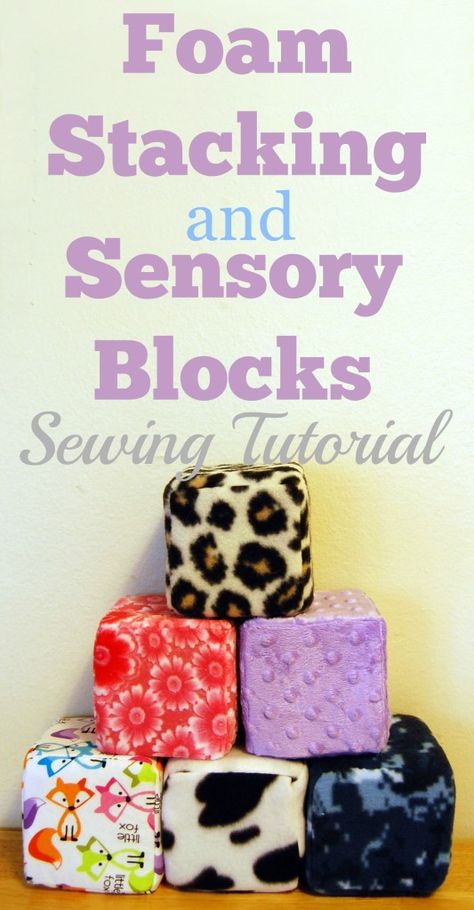 Baby Foam Stacking and Sensory Blocks Sewing Tutorial | Making It Home Sensory Foam, Sensory Blocks, Infant Toys, Blocks For Toddlers, Baby Toys Diy, Stacking Blocks, Homemade Toys, Trendy Sewing, Baby Sewing Projects