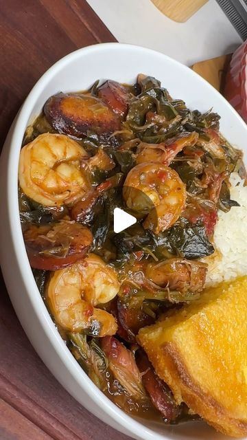 Gumbo With Greens, Collard Greens Gumbo Recipe, Gumbo Greens With Cabbage, Collard Green Gumbo With Shrimp, Collard Greens Gumbo, Easy Gumbo Recipe Crockpot, Collard Green Gumbo Recipe, Gumbo Collard Greens, Gumbo Greens Recipe With Shrimp