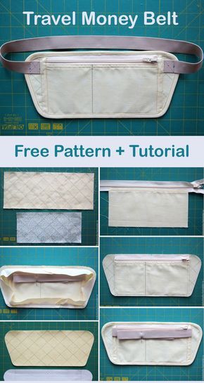 Travel Money Belt Bag: Free Sewing Pattern Money Pouch Diy, Hip Bag Pattern Free, Travel Pouch Diy, Belt Bag Diy, Diy Belt Bag, Hip Bag Pattern, Bag Free Sewing Pattern, Belt Bag Pattern, Travel Money Belt