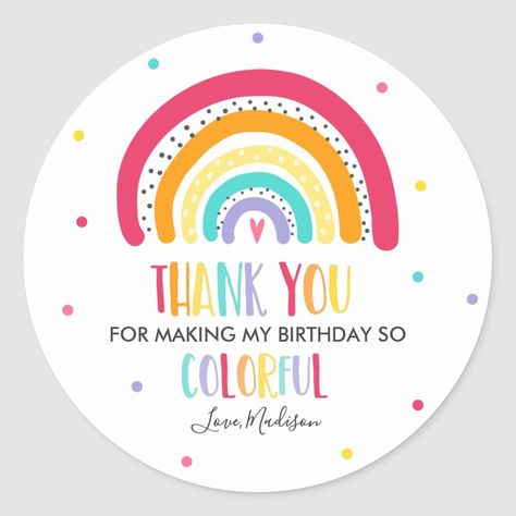 - Brighten up your party with these colorful stickers! Perfect for kids of all ages. #rainbowbright #partyfavors . #Rainbow_Bright_Party #Rainbow_Party_Favors #Rainbow_Theme_Party #Birthday_Tags Rainbow Bright Party, Rainbow Party Favors, Rainbow Theme Party, Rainbow Birthday Party, Birthday Tags, Rainbow Bright, Colorful Birthday, Card Print