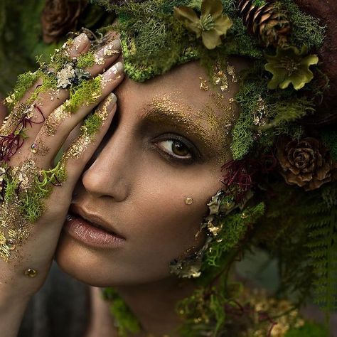 Nature Costume, Mother Nature Costume, Mother Nature Goddess, Fantasy Make-up, Nature Goddess, Nature Photoshoot, Smink Inspiration, Makijaż Smokey Eye, Fairy Makeup