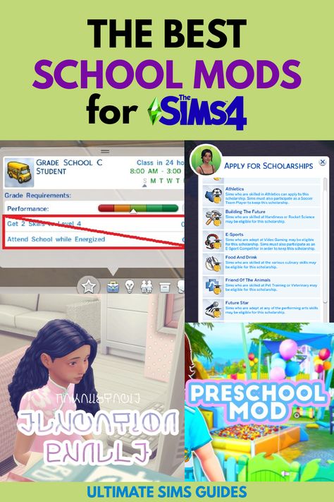 The school system in The Sims 4 is super basic and there are sims 4 school mods that can make the experience so much better #school #sims4school #sims4mods Sims 4 Faster Homework, Sims 4 School Activities, Home School Mod Sims 4, Sims4 Private School Mod, Sims4 School Mod, Sims 4 School Mods Patreon, Sims 4 Middle School Mod, Sims 4 Education Mod, Sims 4 Cc Preschool Mod