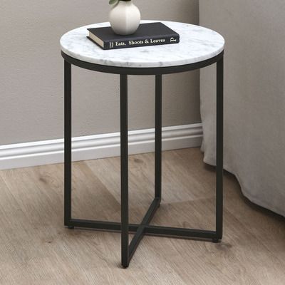 Temple & Webster 40cm White Serena Round Italian Carrara Marble Side Table & Reviews Bedroom Bedside Table Ideas, Bedroom Side Table Ideas, Bedside Table Ideas, Marble Bedside Tables, Marble End Tables, Marble Side Table, Standing Table, Side Tables Bedroom, Marble Table Top