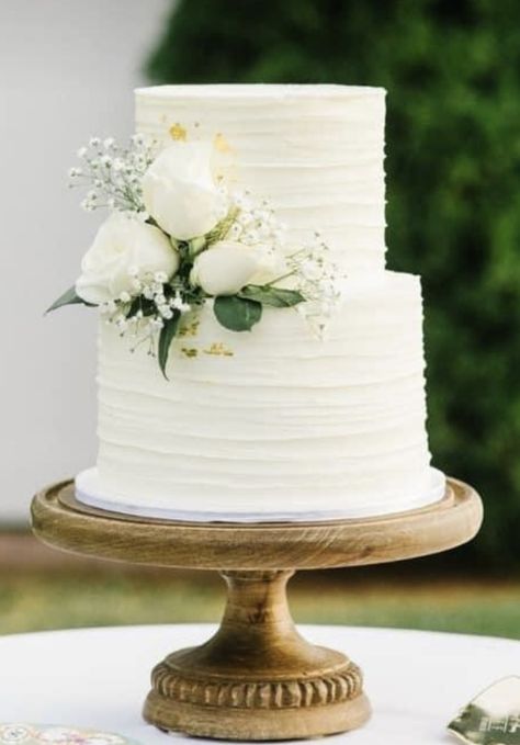 Simple 2 Layer Wedding Cake, Simple Wedding Cake Decorating, Wedding Cake Classic Elegant, Small Wedding Cakes Two Tier, Simple Wedding Cake 2 Tier Classy, Smooth Wedding Cake, 2 Tier Floral Cake, White Simple Wedding Cake, Simple Wedding Cake 2 Tier