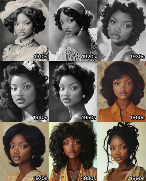 20s Black Hairstyles, 1920s African American Hair, 1980s Hair Black Women, Vintage Black Women Hairstyles, Black Women Vintage Hairstyles, 1930s Black Women Hairstyles, 50s Black Women Fashion, 60s Hair Black Women, 1970s Hairstyles Black Women