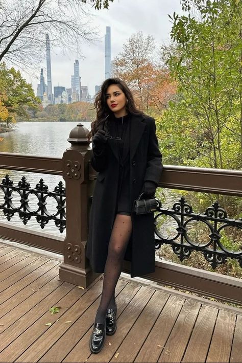 Versitle long black coat outfit ideas that will take your winter style to the next level. Outfit With Loafers Women, Long Black Coat Outfit, Coat Outfit Ideas, Black Coat Outfit, Short Sweater Dress, Cream Turtleneck Sweater, Satin Slip Skirt, Leather Pants Outfit, Long Black Coat