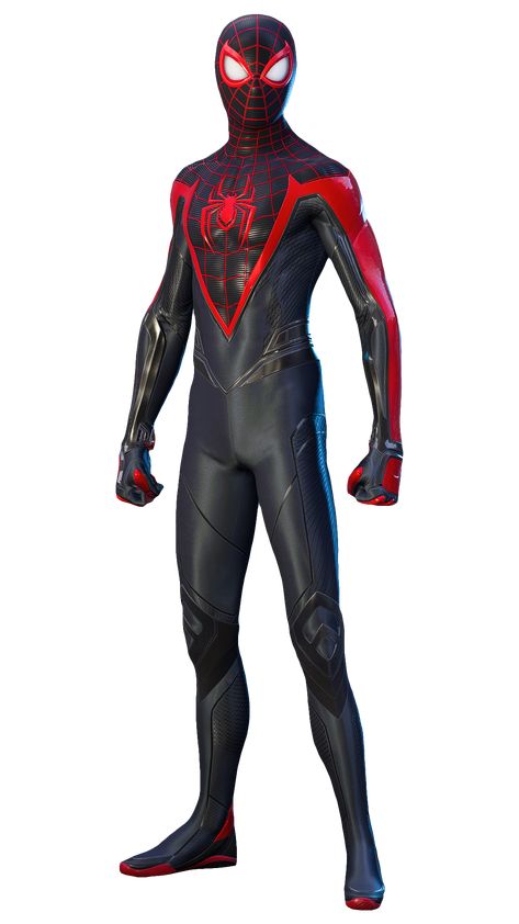 The Upgraded Suit is Miles Morales's primary suit in Marvel's Spider-Man 2. He created this suit in between the events of Miles Morales and the Marvel's Spider-Man 2 comic. This suit is heavily based on his original Classic Suit. As the predecessor this suit was designed exclusively for Marvel's Spider-Man 2, the Upgraded Suit is an original suit created by Insomniac Games. It is Miles' default Spider-Man suit that he crafts and wears for a majority of the game's story until he replaces it ... Miles Morales Suit, Spiderman Classic, Spider Man Suit, Batman Suit, Miles Morales Spiderman, Black Spiderman, Spiderman Pictures, Tom Holland Spiderman, Spider Man 2