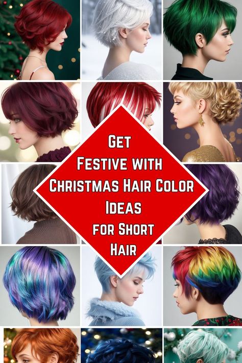 Get Festive with Christmas Hair Color Ideas for Short Hair Hair Color Unique Short, Christmas Hai, Christmas Hair Color Ideas, Christmas Hair Color, Holiday Hair Color, Short Locks, Color Ideas For Short Hair, Perfect Hair Color, Ideas For Short Hair