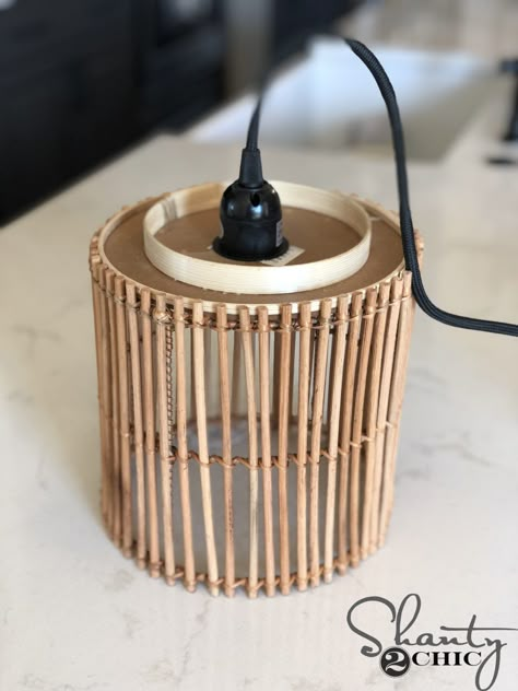 Learn how to build this DIY Corbel Sconce Light and the Rattan Lamp Shade with free plans by Shanty2Chic! This is a super easy project that will add character to any room and it cost under $50! #shanty2Chic #diysconcelight #lampshadehack Wall Lamps Diy, Kitchen Organizing Ideas, Rattan Lamp Shade, Luminaire Original, Diy Pendant Light, Diy Lampe, Space Saving Kitchen, Rattan Lamp, Diy Chandelier