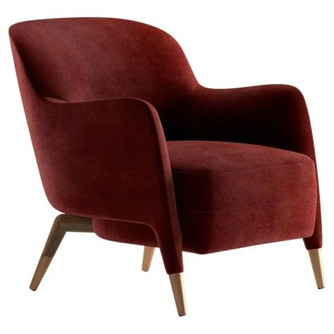 Armchair in Web Velvet Molteni&C by Gio Ponti Design D.151.4, Made in Italy For Sale at 1stDibs Italian Furniture Design, Italian Furniture Modern, Red Armchair, Nautical Inspiration, Vitra Design, Modern Dining Room Tables, Wood Structure, Gio Ponti, Modern Armchair