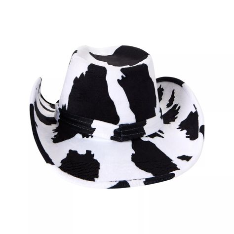 Cow Print Cowboy Hat - Spirithalloween.com Cow Print Cowboy Hat, Spencers Gifts, Halloween Hats, White Cow, Black Horse, Halloween Accessories, Cowboy Hat, Cow Print, Buy 1