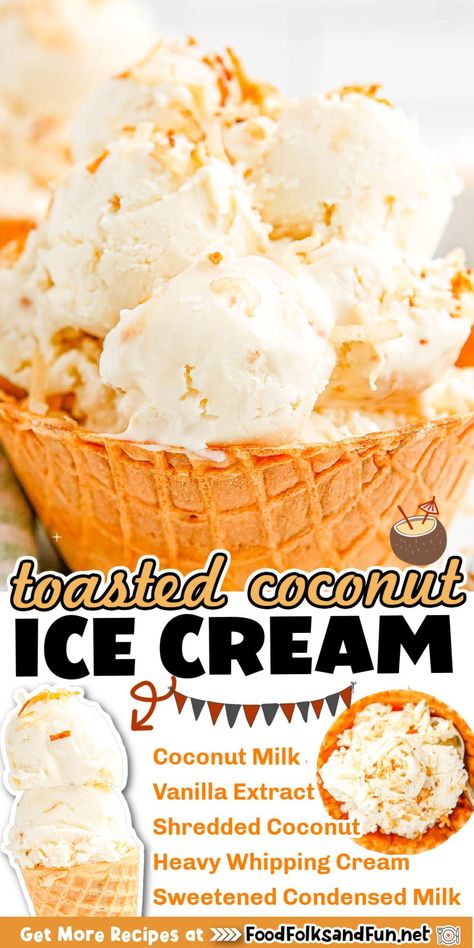 Toasted Coconut Ice Cream Recipe, Toasted Coconut Ice Cream, No Churn Gelato Recipe, Coconut Ice Cream Recipe Machine, Coconut Ice Cream Ninja Creami, Ice Cream Flavor Ideas, Coconut Cream Ice Cream, Toasted Coconut Recipes, No Churn Ice Cream Recipes