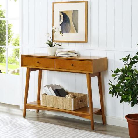 Acorn Wood Mid Century James Console Table | World Market Lights For Nursery, Mid Century Modern Console, Mid Century Console Table, Mid Century Modern Console Table, Mid Century Console, Modern Console Table, Midcentury Furniture, Console Table With Drawers, Wooden Console Table