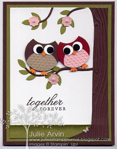 Eulig! Owl Punch Cards, Paper Punch Art, Anniversary Cards Handmade, Punch Art Cards, Owl Card, Cards Art, Wedding Anniversary Cards, Punch Art, Punch Cards