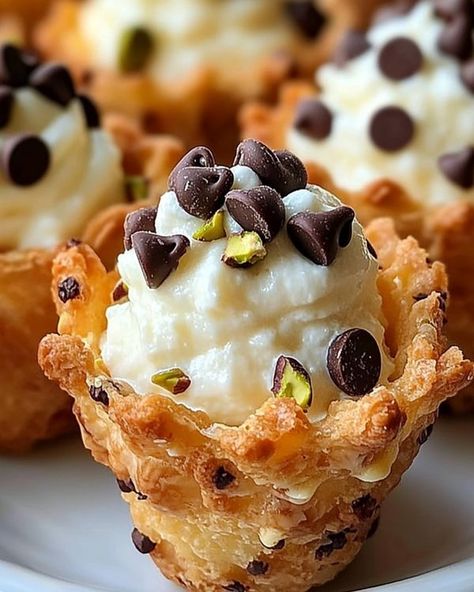 Epic Bites Family | Mini Cannoli Cups | Facebook Cannoli Cups, Mini Cannoli, Cheesecake Cake, Cannoli, Ricotta Cheese, Whole Milk, Granulated Sugar, Powdered Sugar, Ricotta