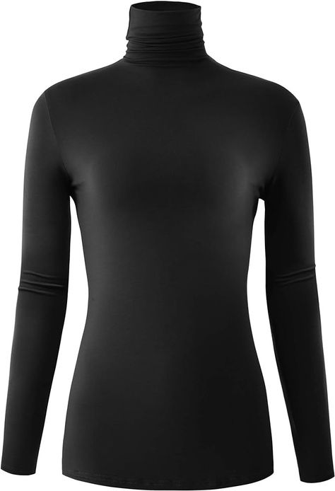 Womens Long Sleeve Turtleneck Lightweight Slim Active Shirt Black Small at Amazon Women’s Clothing store Black Turtleneck Sweater, Layered Blouse, White Turtleneck, Womens Turtleneck, Turtleneck Top, Black Turtleneck, Long Sleeve Turtleneck, Pullover Sweater Women, Home Work