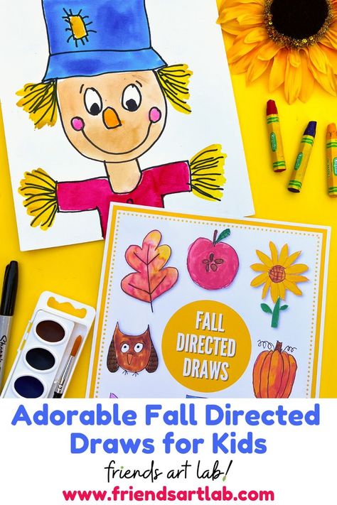 Celebrate the season with a collection of 8 step-by-step Fall directed draws for kids! Draw a pumpkin, owl, and more. Kindergarten Fall Art, Directed Drawing Kindergarten, Scarecrow Drawing, Halloween Experiments, Draw A Pumpkin, Thanksgiving Drawings, Kindergarten Drawing, Pumpkin Leaf, Scarecrow Crafts