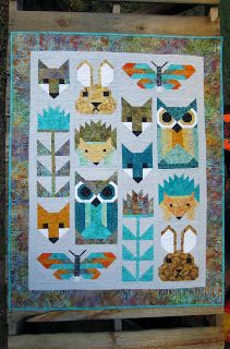 Bejeweledquilts by barb: FANCY FOREST BY ELIZABETH HARTMAN Forest Baby Quilt, Forest Friends Quilt, Elizabeth Hartman Quilts, Fox Quilt, Forest Quilt, Box Of Crayons, Elizabeth Hartman, Shark Pattern, Baby Quilt Patterns