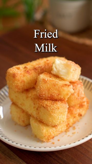 Fried Milk Recipe, Leftover Milk Recipes, Fried Milk, Sugar Free Desserts Easy, Leftover Milk, Gluten Free Snacks Healthy, Chinese Snacks, Milk Dessert, Fun Baking