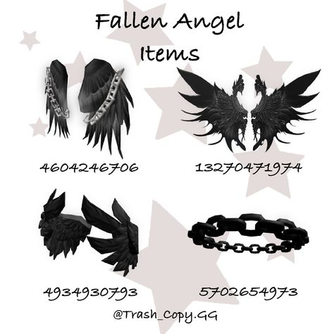 Roblox Id Codes, Dark Angel Wings, Roblox Items, Roblox Id, Demon Wings, Creepy Core, Roblox Code, Star Tattoo Designs, Cool Paper Crafts