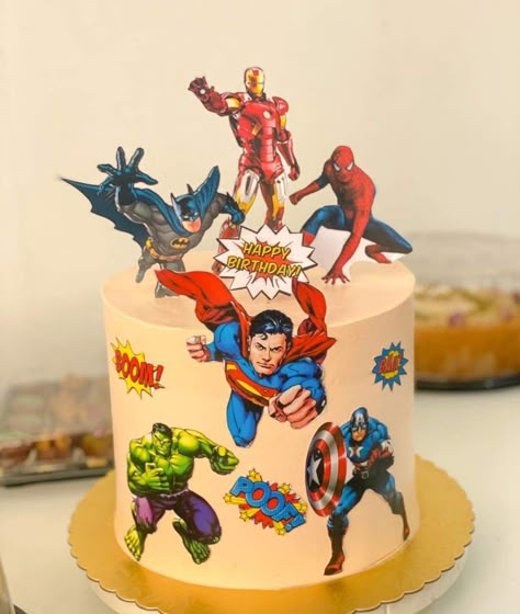 Cartoon Cake For Men, Cartoon Cake Designs Birthday, Cartoon Theme Cake For Boys, Ironman Cake Design, Avengers Cake Design, Baby Cake Design, Marvel Birthday Cake, Queens Birthday Cake, New Cake Design