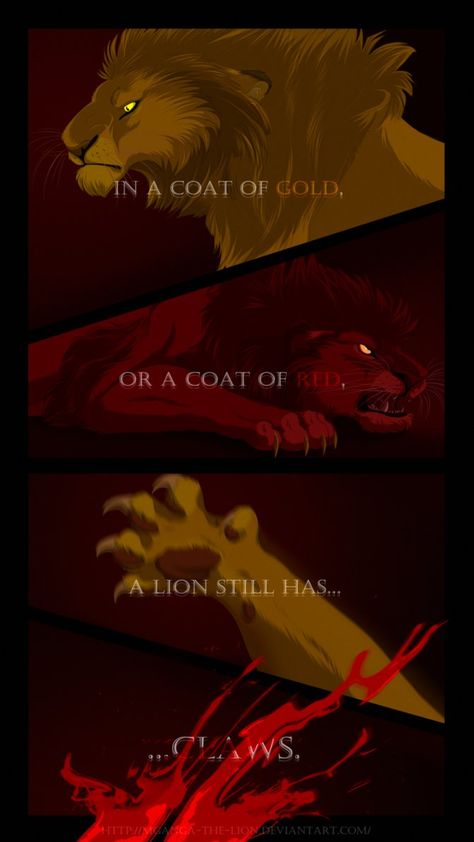 Rains of Castamere by Mganga-The-Lion.deviantart.com on @DeviantArt Lannister Family, Rains Of Castamere, Jamie Lannister, Ramsay Bolton, House Lannister, Game Of Thrones Artwork, Game Of Thrones Quotes, Asoiaf Art, Jaime Lannister